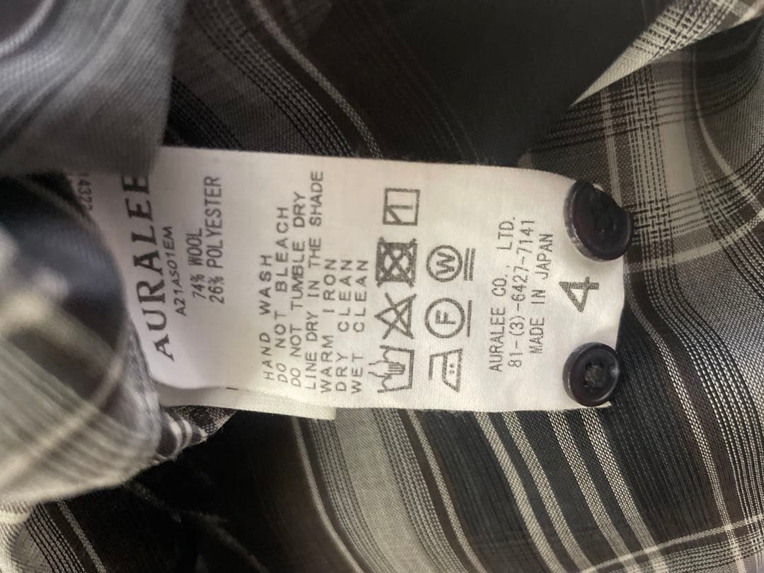 AURALEE SUPER LIGHT WOOL CHECK SHIRTサイズ4