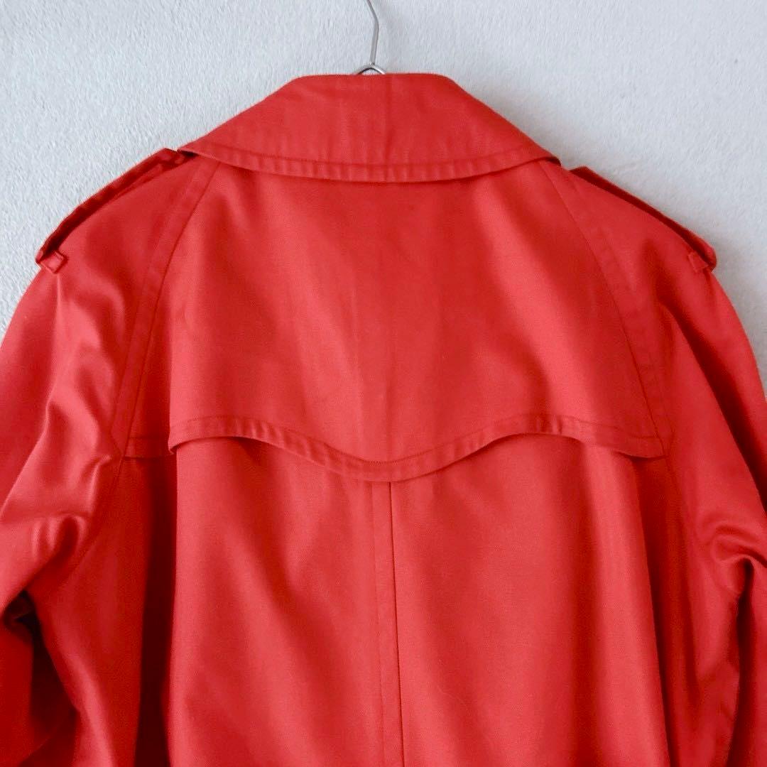 稀少✨バーバリー　トレンチコート　ロング　ダブル　ベルト　赤　ノバチェック　L