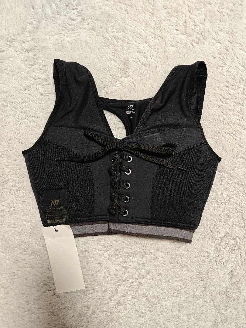 N7 ブラック スポーツブラ レースアップ