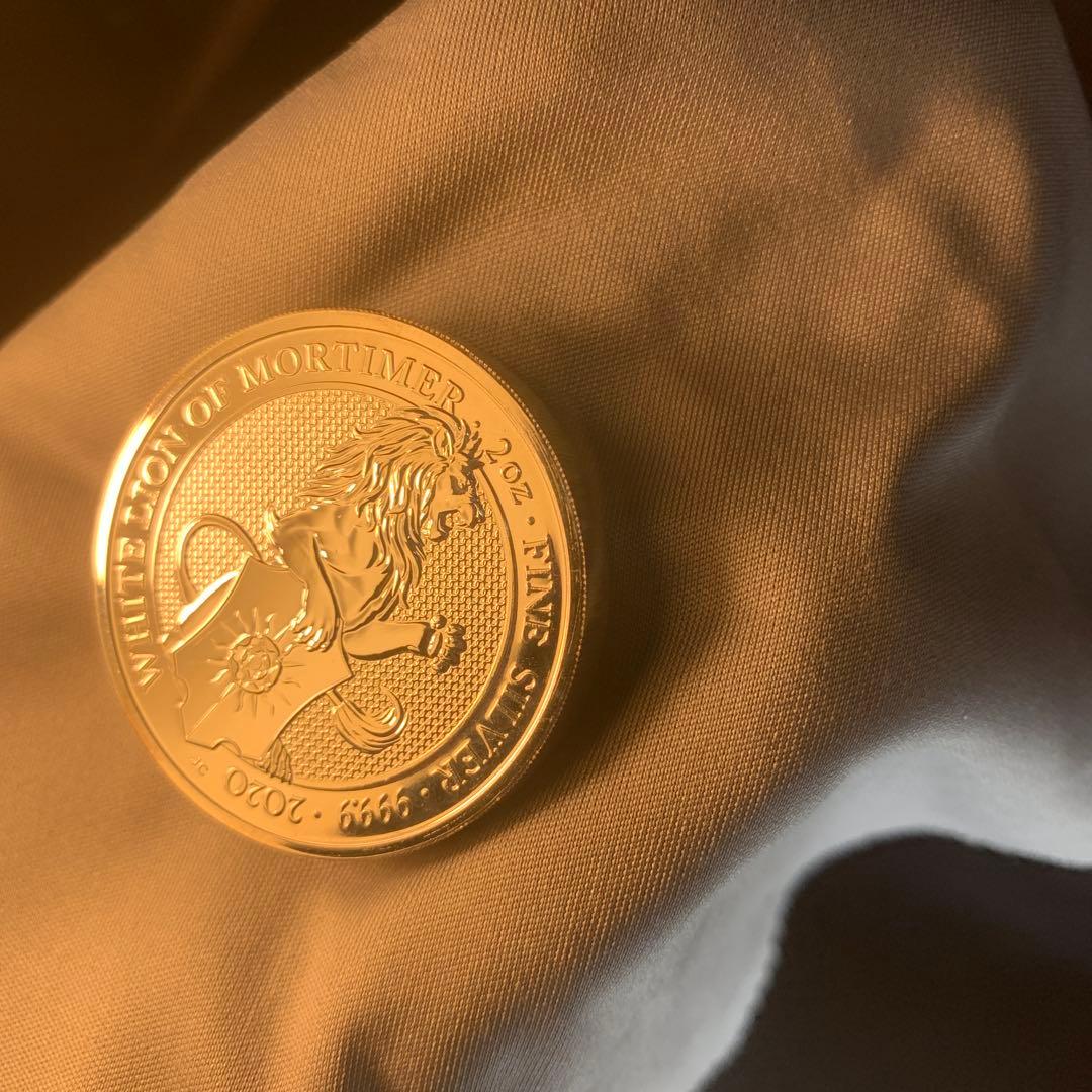 D3 純銀貨 2オンス クイーンズビースト　2020ホワイトライオン