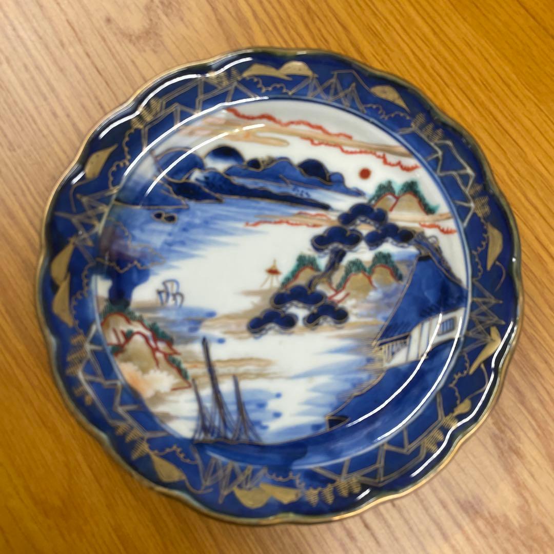 古伊万里焼　金彩色絵皿5枚セット