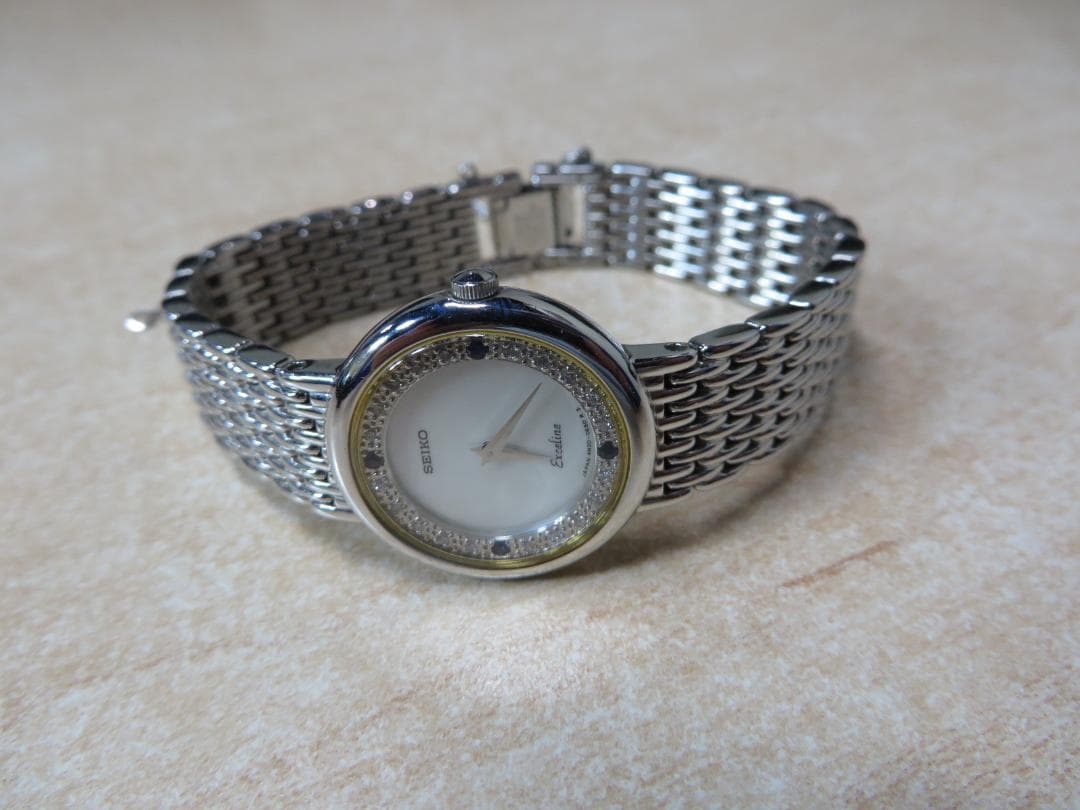 セイコー　エクセリーヌ　20P ダイヤ　4P サファイア　シェル文字　新電池
