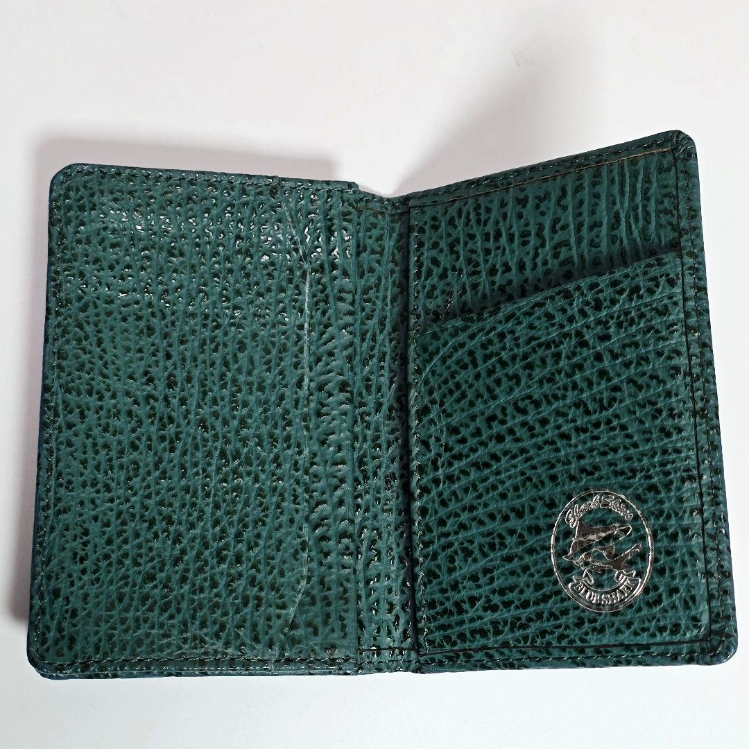 【​金運最強】ヨシキリザメ シャークスキン 長財布 名刺入れ セット 緑 希少