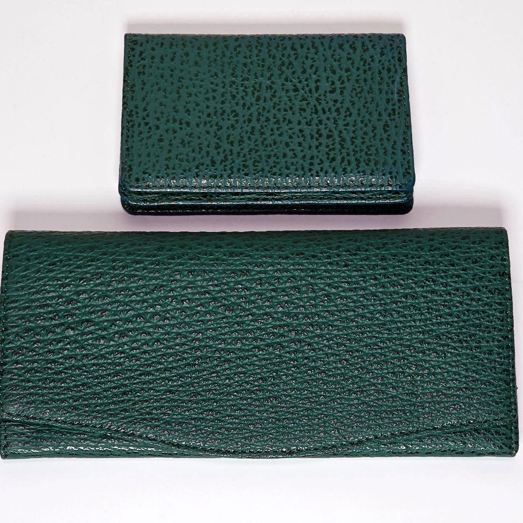 【​金運最強】ヨシキリザメ シャークスキン 長財布 名刺入れ セット 緑 希少