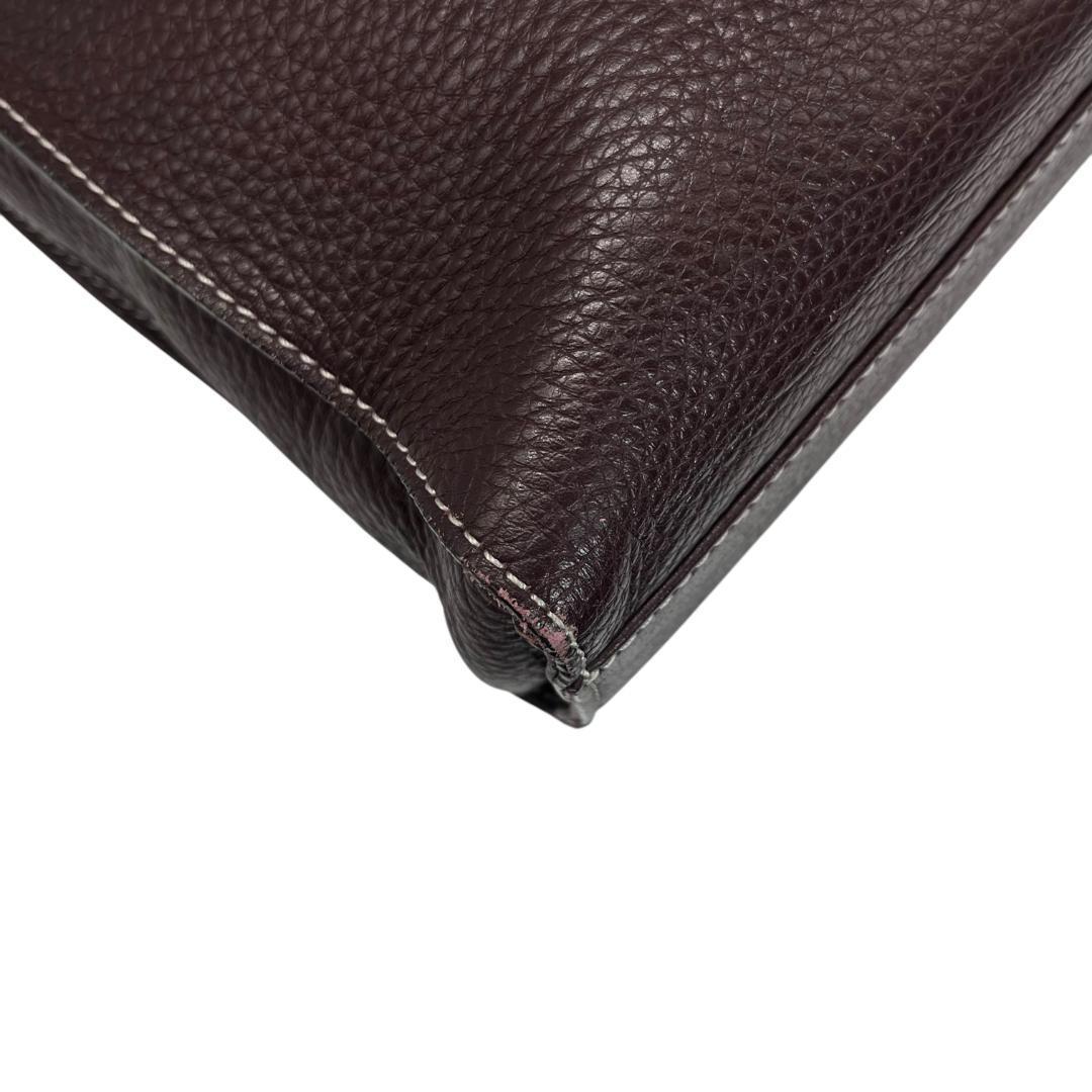 美品ソメスサドル シボ革ショルダーバッグ 斜め掛け A4 ボルドー B0842