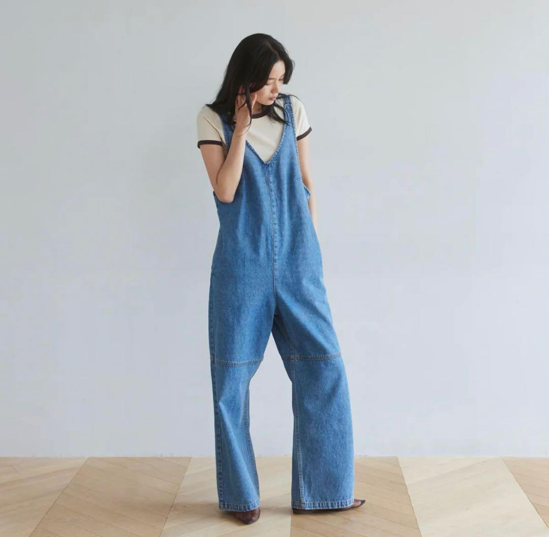 新品SeaRoomlynn VフロントDenimサロペット ブルーM