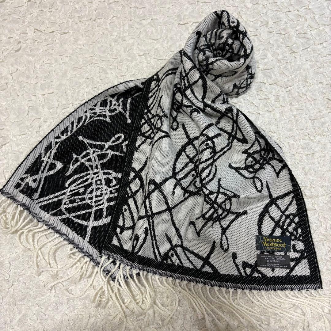 美品　Vivienne Westwood イタリア製 オーブ総柄マフラー