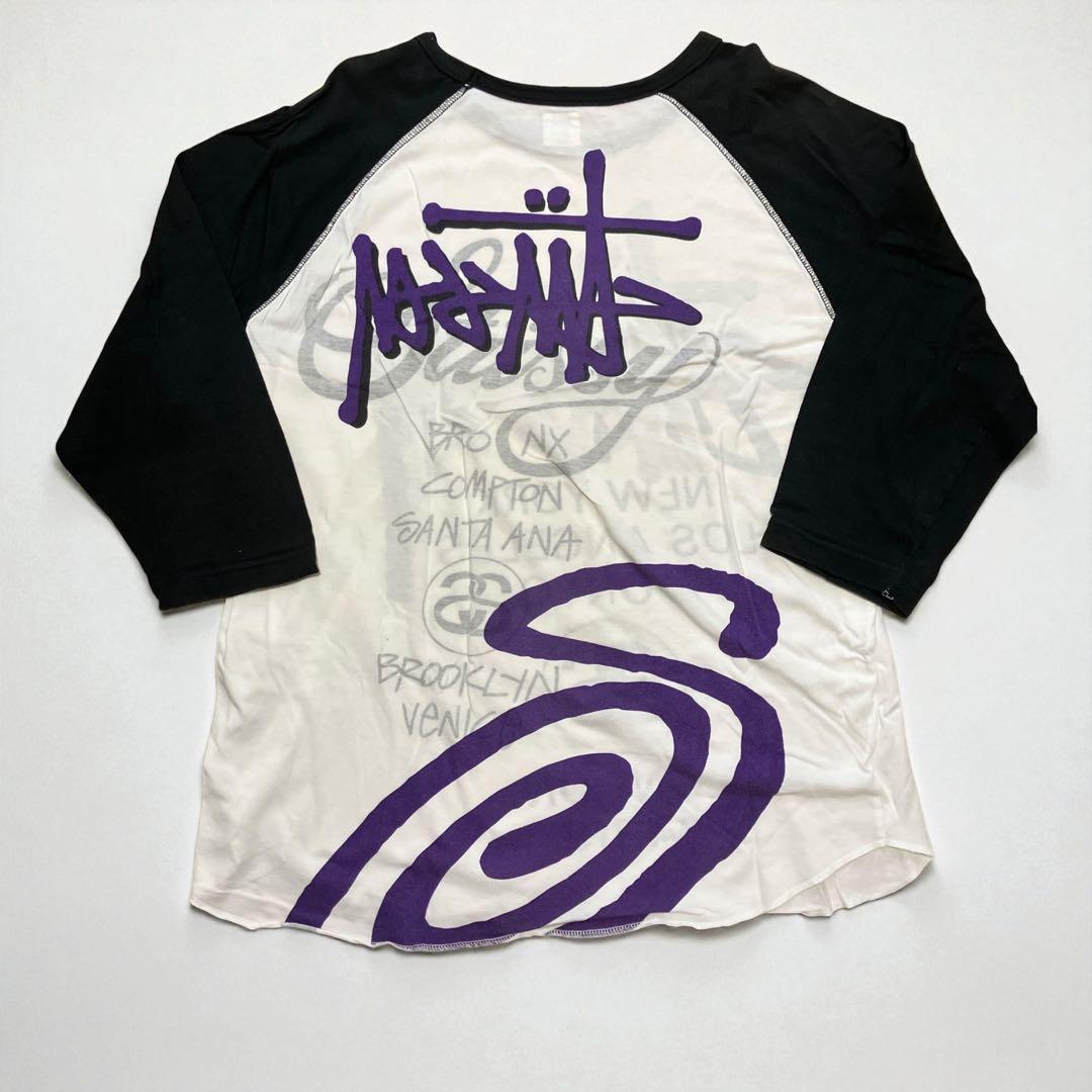 ステューシー STUSSY ワールドツアー 両面プリント ラグランTシャツ 白L