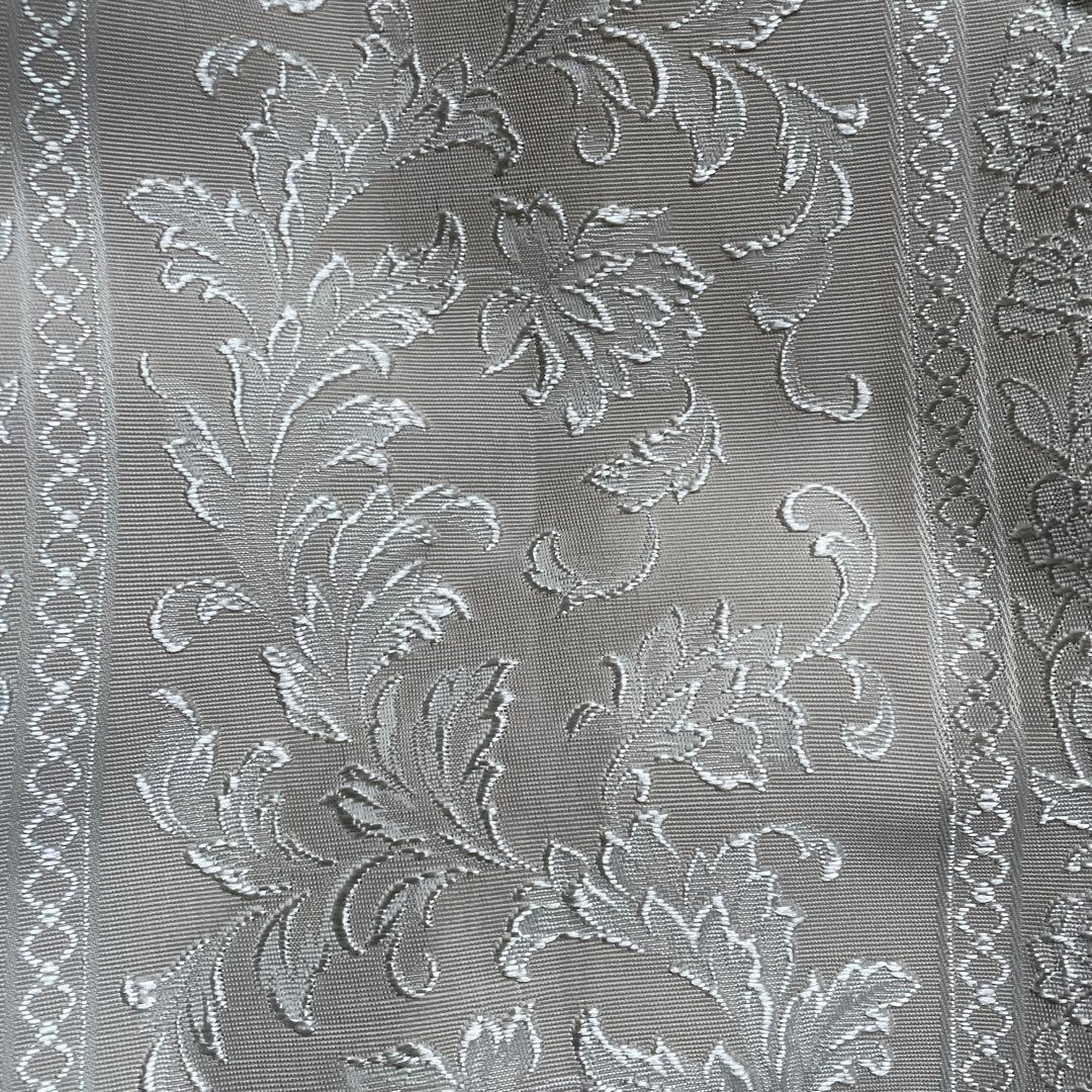 グレー 花柄刺繍 ドレープカーテン 150x235cm
