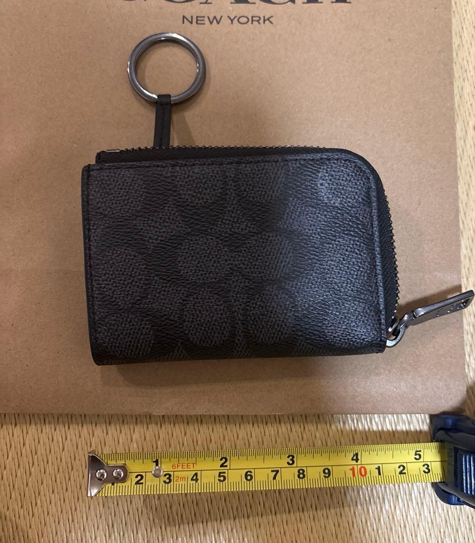 COACH ケース キーケース シグネチャー チャコール リング付き