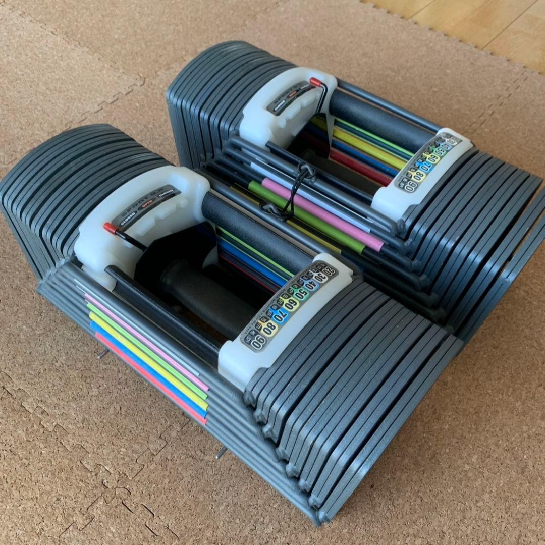 【ツル】ワンタッチ可変式ブロックダンベル(27段階） 20〜90ポンド ①