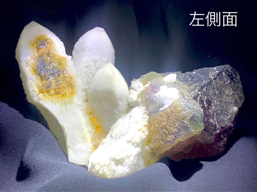 【超希少品・大サイズ】八面体蛍石＆キャンドルクォーツ　共生鉱物