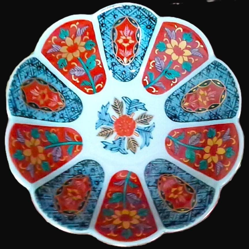 追加可 新品 林九郎窯 十方割花地紋小鉢 金彩輪花鉢 古伊万里
