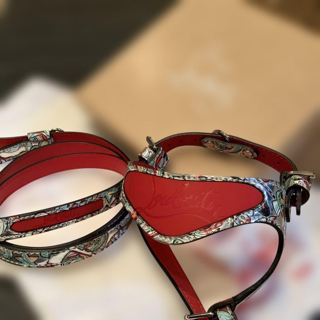 Christian Louboutin レザー犬リーシュとハーネスのセットS
