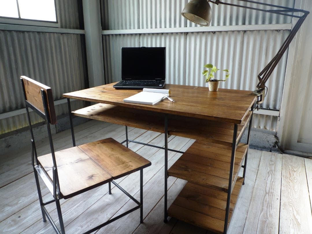 アイアンウッドワークデスク（学習机　事務机　ネイルデスク )《頑丈》《全面溶接》