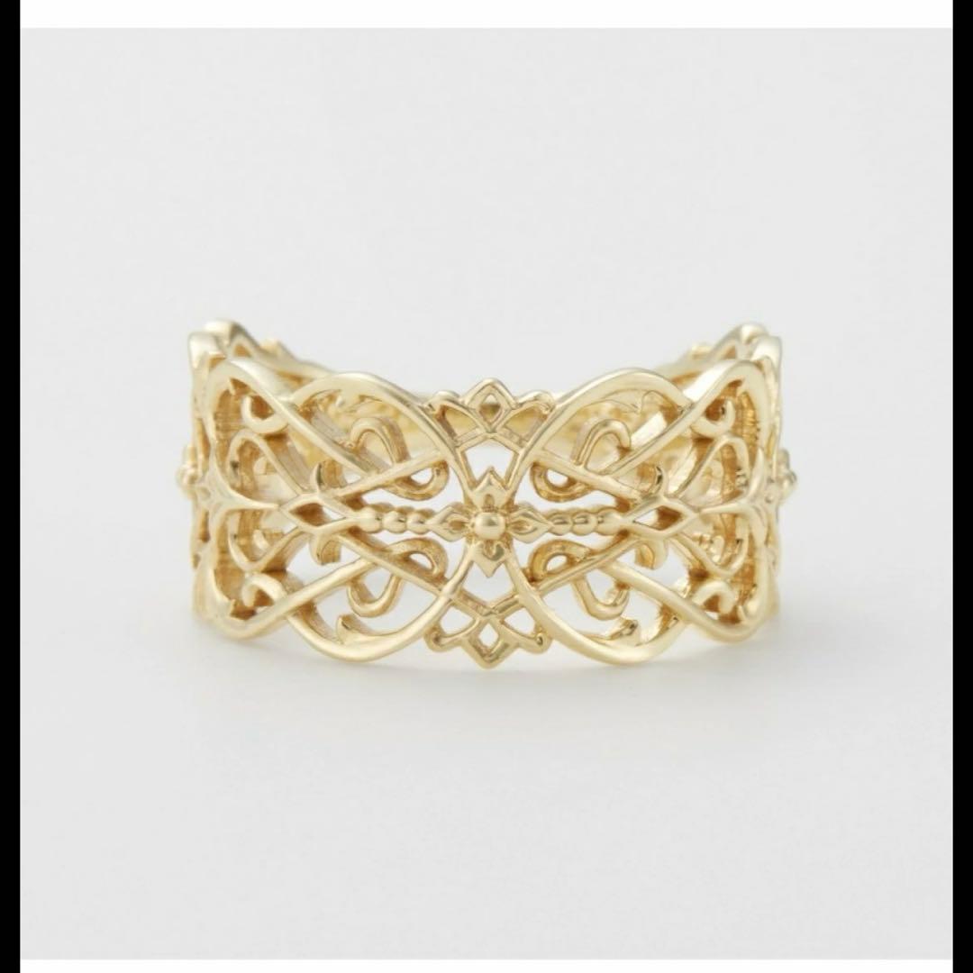 アガット K10 透かしレースリング 13号