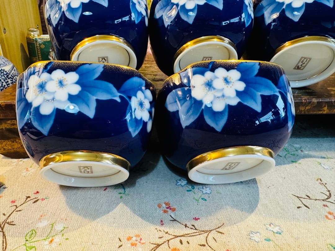乃りたけ 金彩瑠璃色 小鉢 ５つセット