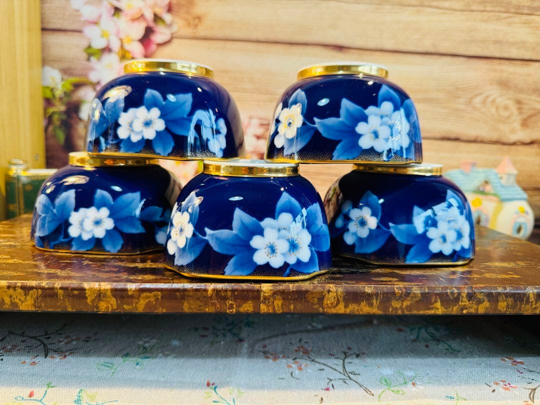 乃りたけ 金彩瑠璃色 小鉢 ５つセット