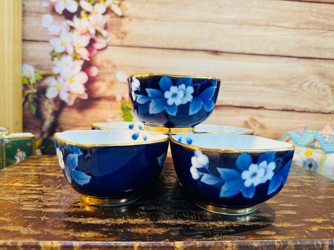 乃りたけ 金彩瑠璃色 小鉢 ５つセット