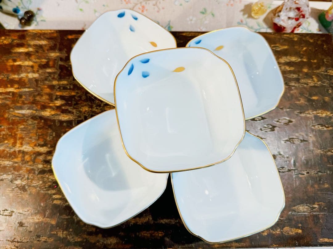 乃りたけ 金彩瑠璃色 小鉢 ５つセット