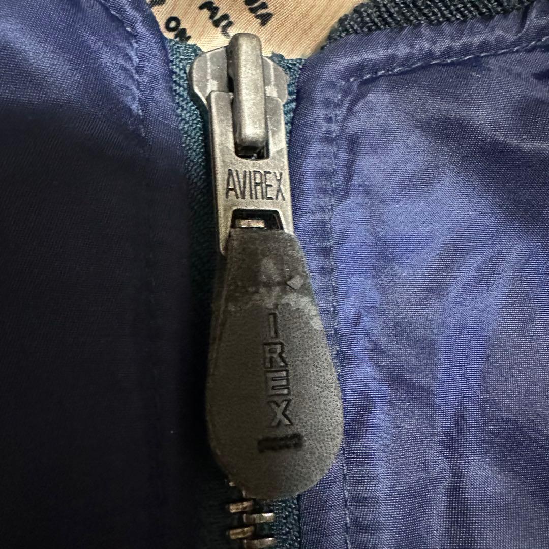 アヴィレックス　MA-1 ワッペン　裏地総柄　フライトジャケット　ネイビー　L