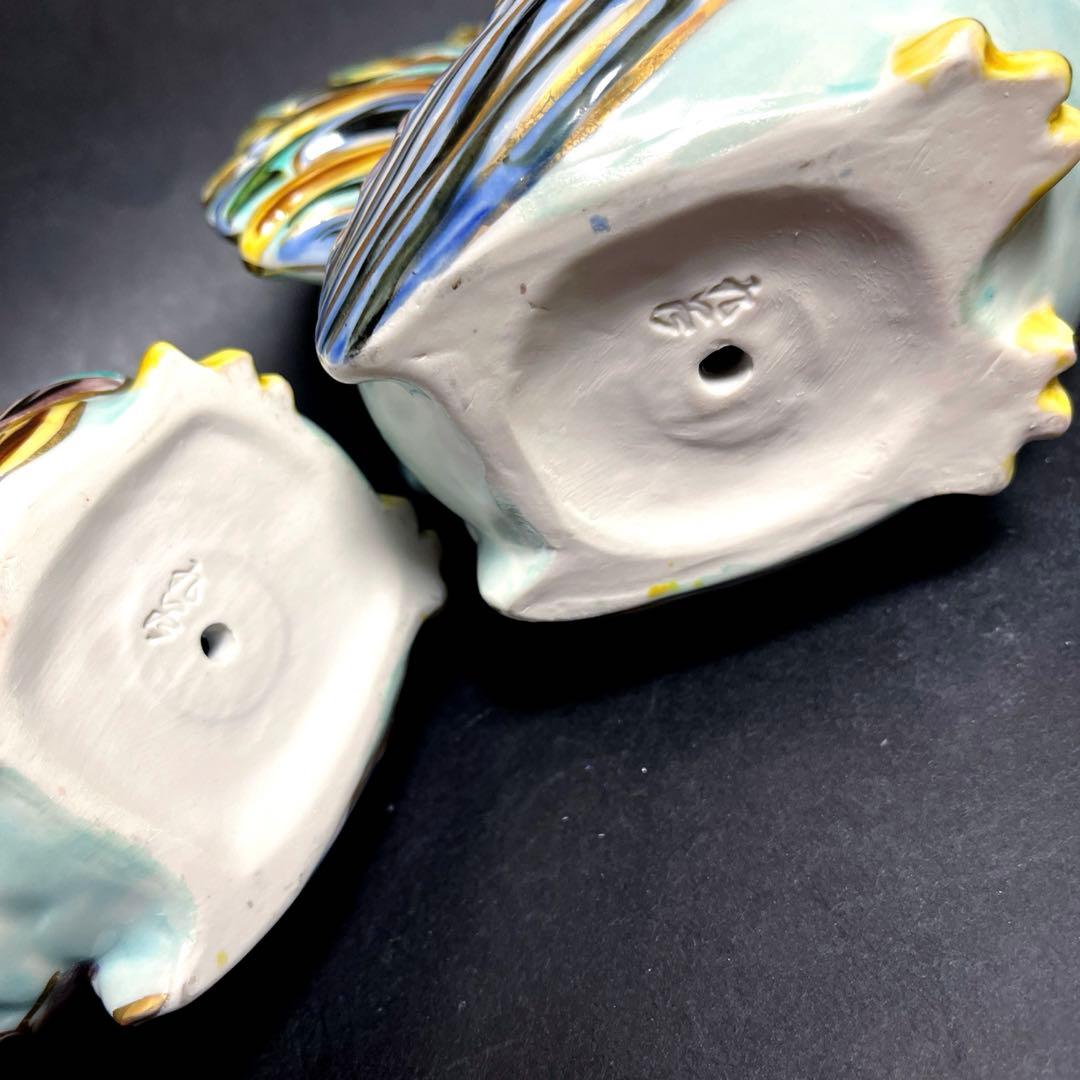 九谷焼　金彩　縁起干支　丁酉　鶏　夫婦　置物