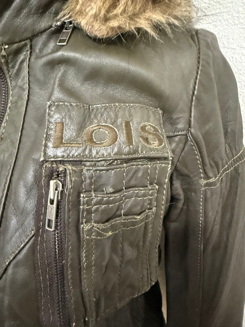 ✨LOISロイスオリーブグリーン レザー ミリタリージャケット