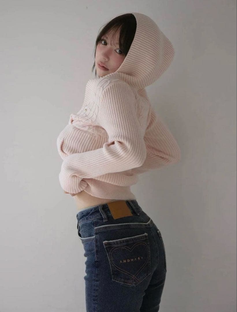トップス Andmary Taylor hoodie knit tops pink