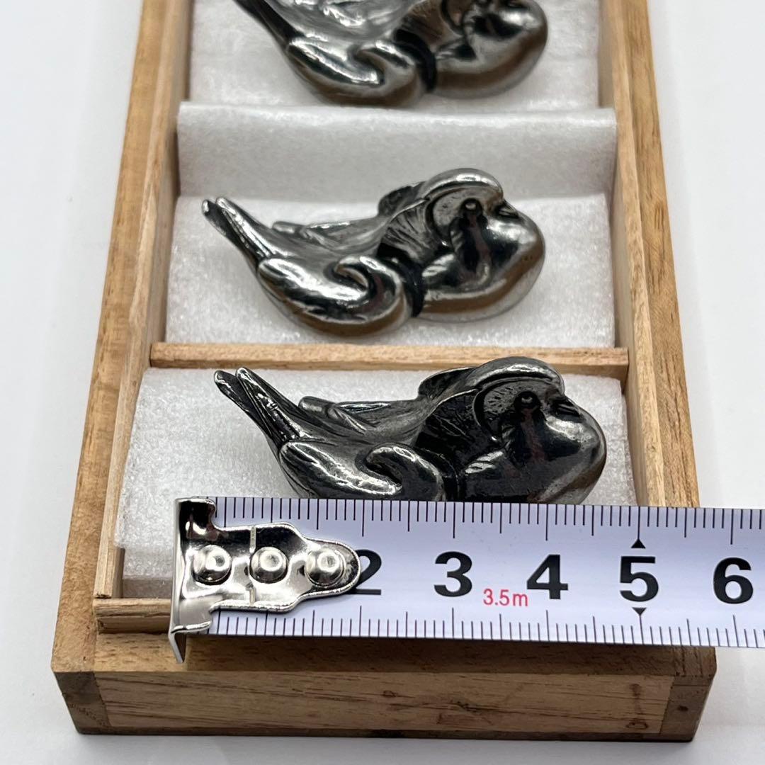 鴛鴦 錫製箸置 本錫 刻印有 箸置き　5客 オシドリ アンティーク 置物
