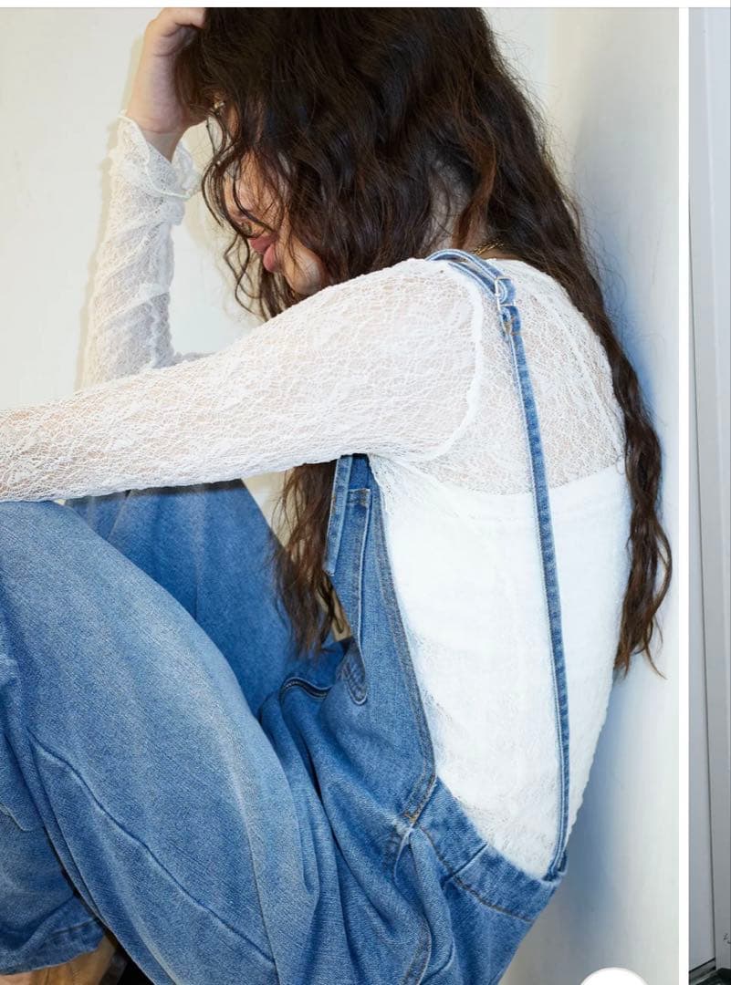 細見えフロントジップ デニムサロペット　新品 値下げ中！