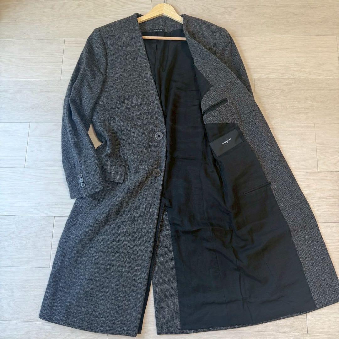 【高年式美品】ジバンシー　ノーカラーコート ヘリンボーン 13aw リカルド期