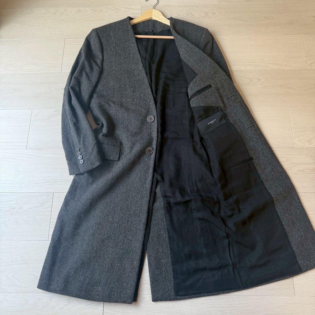 【高年式美品】ジバンシー　ノーカラーコート ヘリンボーン 13aw リカルド期