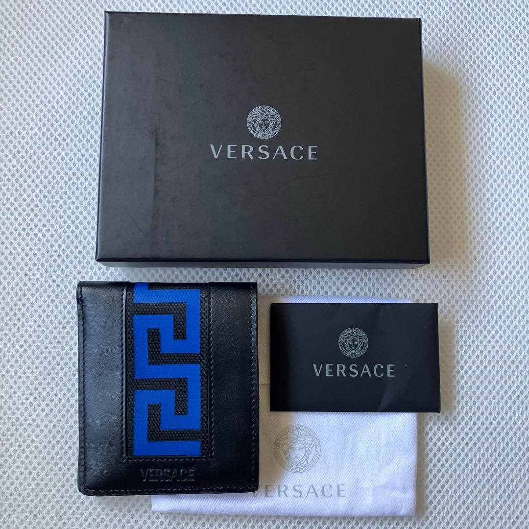 新品　ヴェルサーチ　グレカ　二つ折り財布　財布　ブラック