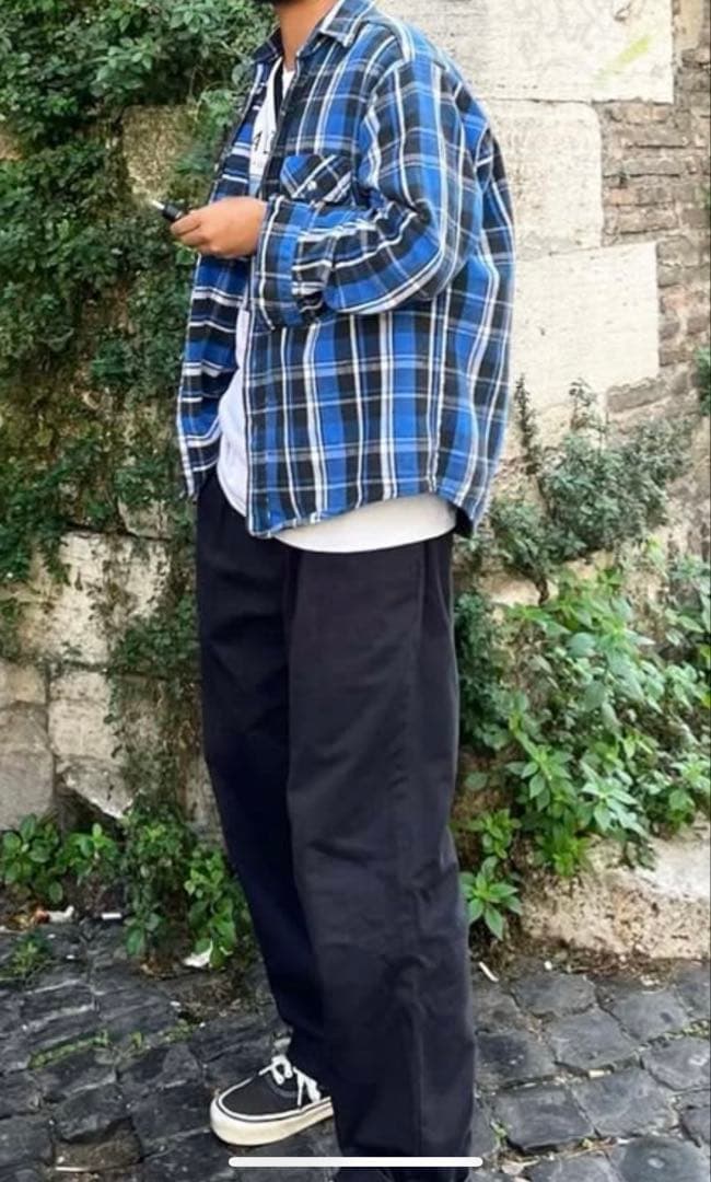 【神配色】90s FIVE BROTHER ネルシャツ 青・黒・白 チェック