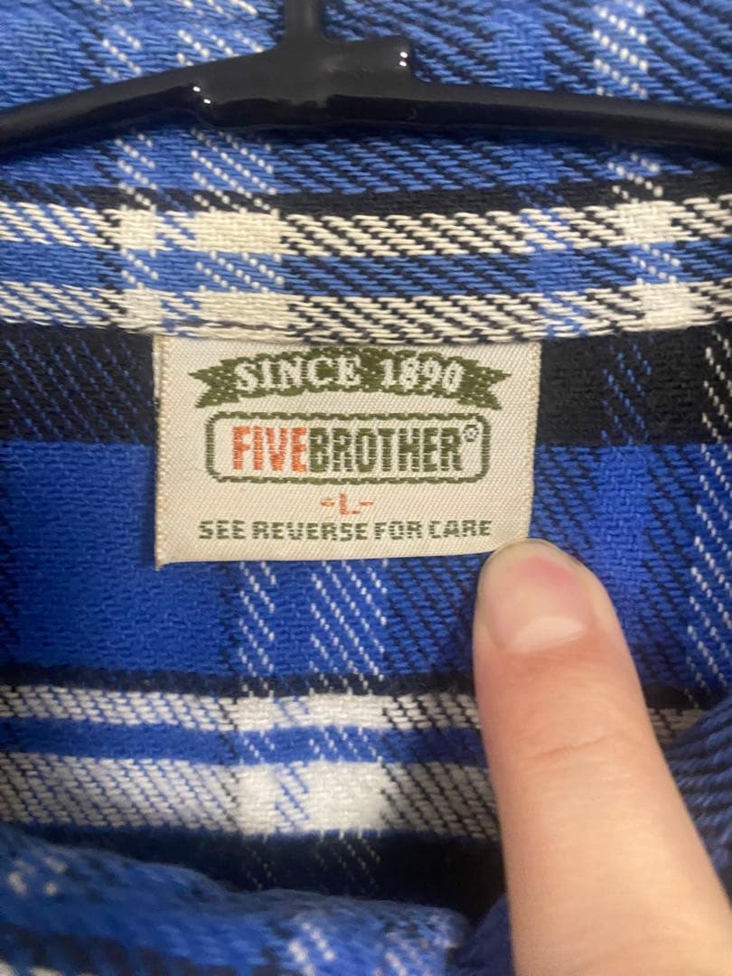 【神配色】90s FIVE BROTHER ネルシャツ 青・黒・白 チェック