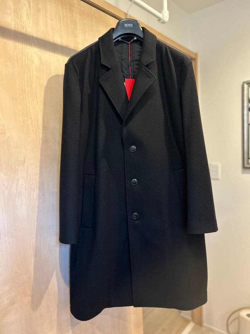 希少✨HUGO BOSS ヒューゴボス チェスターコート ブラック 48 XL
