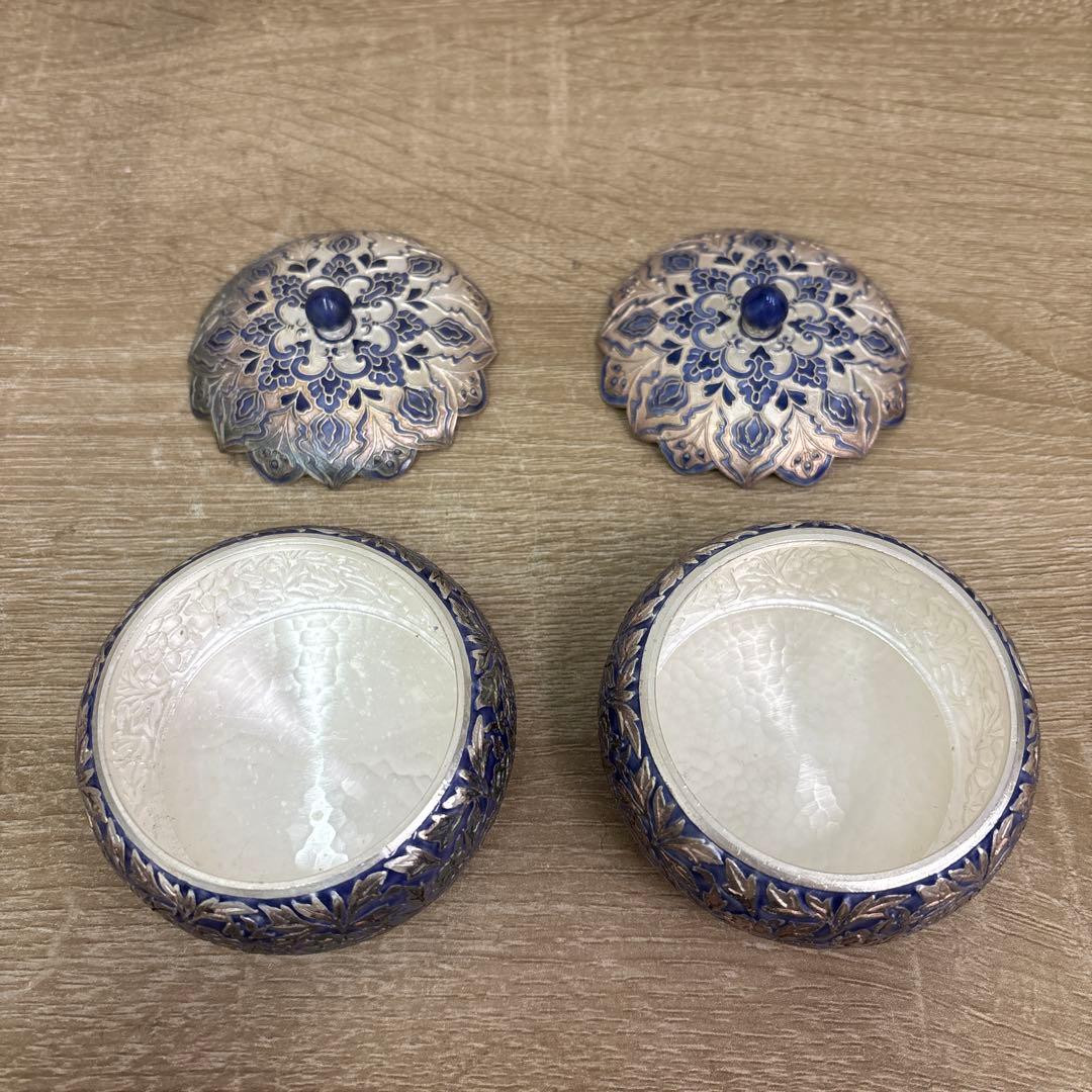 韓国製 七宝 純銀 小物入れ シュガーポットやボンボニエール