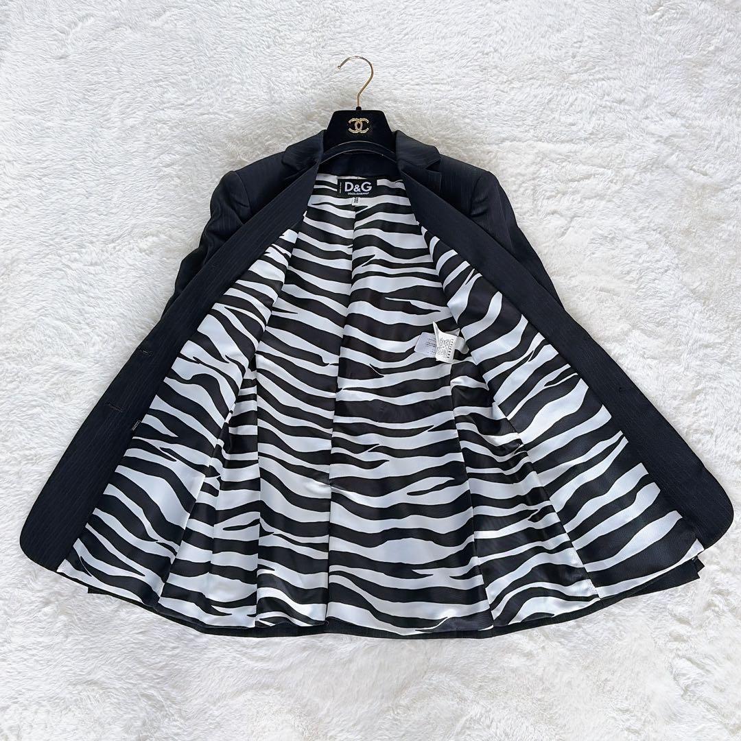 【D&G】テーラードジャケット パンツ スーツセットアップ ストライプ裏地ゼブラ