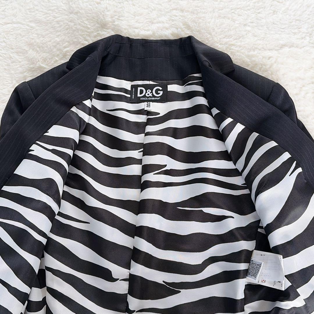 【D&G】テーラードジャケット パンツ スーツセットアップ ストライプ裏地ゼブラ