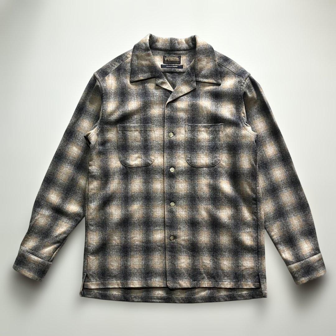 【美品】PENDLETON オンブレチェックウールシャツ　M　ボードシャツ　黒茶