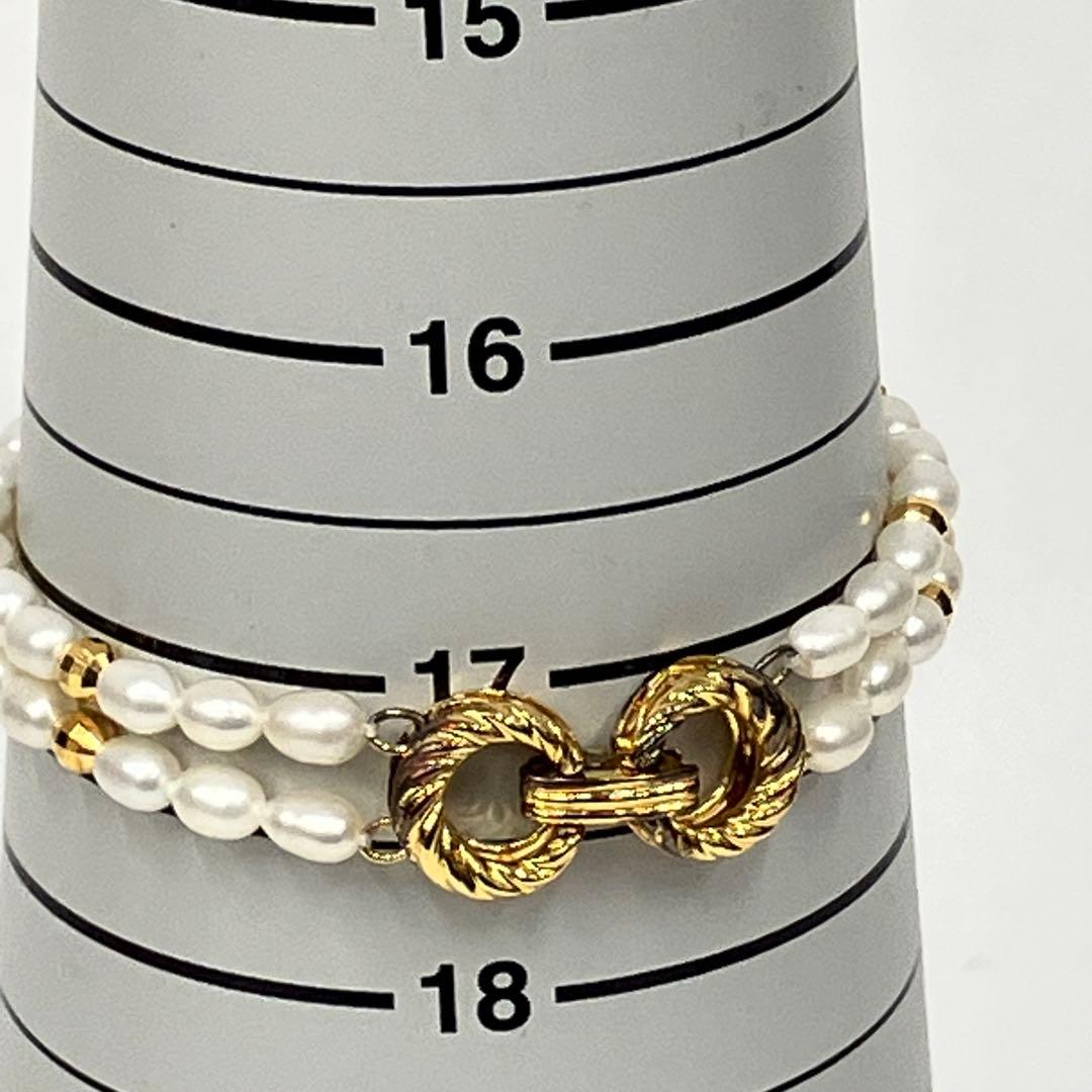m*k様 パールと金の二重ブレスレット k18/SV