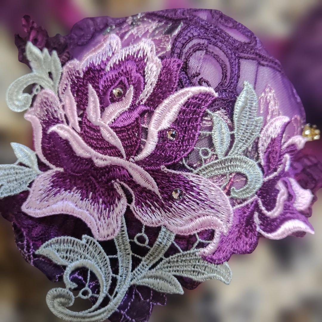 サルート　C65花柄刺繍ブラジャーショーツセット 紫系