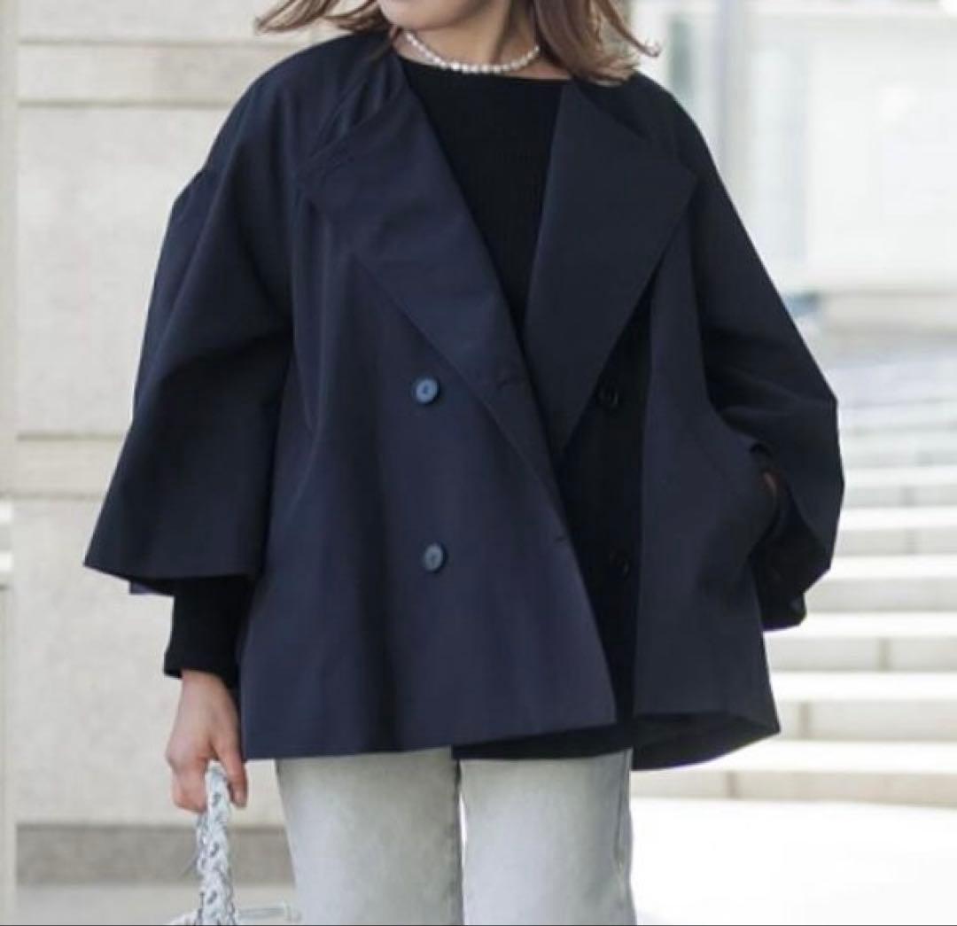 Liten キュービックトレンチコート　ダークネイビー