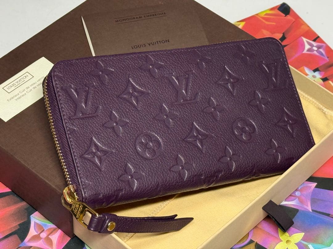 極美品！ルイヴィトン　アンプラント　スクレットロン　ジッピー長財布　紫系