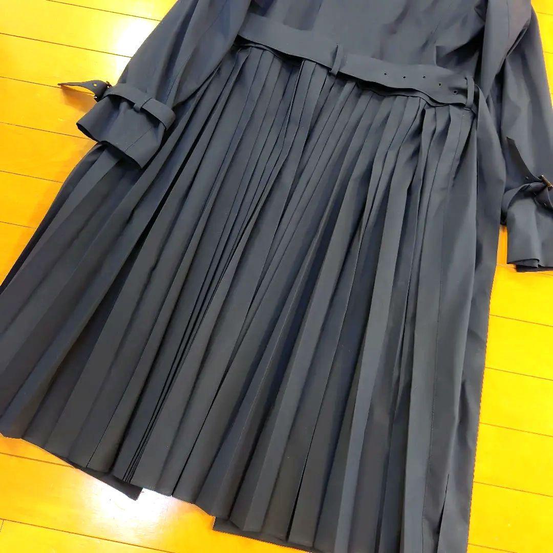 レリアン 可憐プリーツ近年モデル濃紺ネイビー トレンチコート 11L