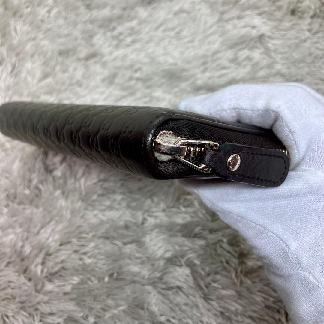 美品✨GUCCI マイクロシマ プレートロゴ GG ラウンドジップ