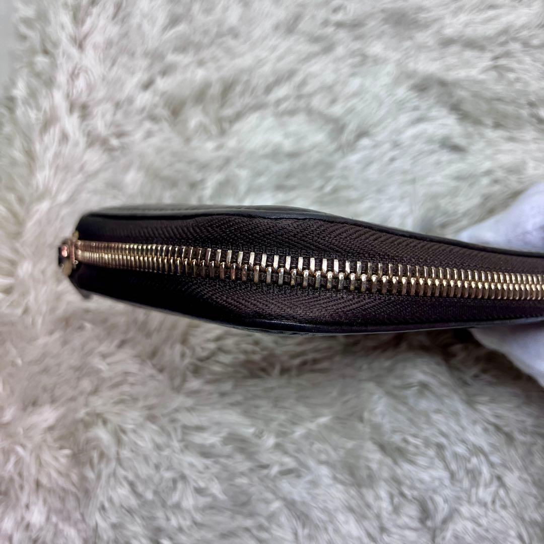 美品✨GUCCI マイクロシマ プレートロゴ GG ラウンドジップ