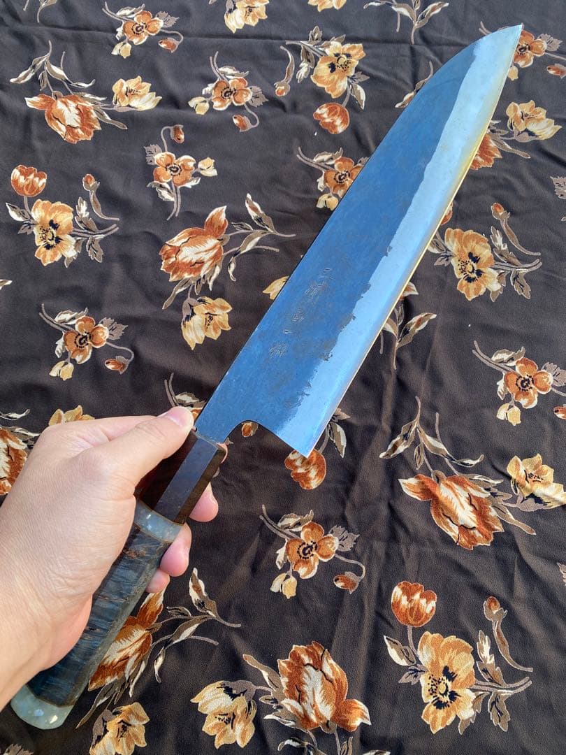 三浦刃物 白一鋼 黒打 牛刀270mm スタビイライズウッド柄