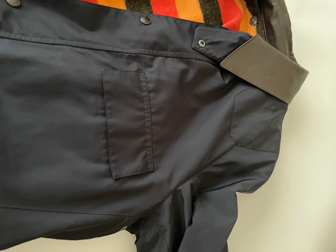 ポールスチュアート　ネイビー ナイロン ジャケット 羊革襟ウールインナー付き　L