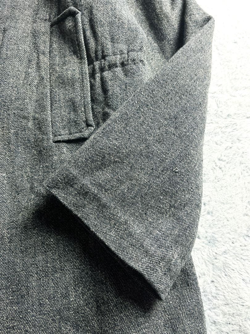 【45R】綿100% 裏ボア ドロストコード インディゴスタンドカラーコート